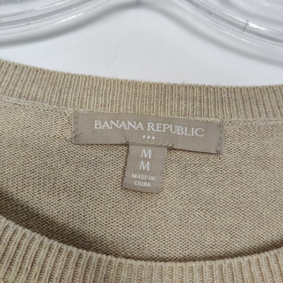 Banana Republic Women's Sweater Size M Beige Sequins Cotton Viscose Lightweight - Picture 3 of 8